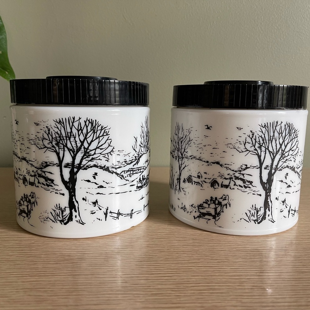 Vintage milk glass canisters - Picture 7 of 11